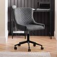 Luxe Swivel Office Chair - Curved Back - Adjustable Height - Grey Velvet and Black - Fabric and Metal