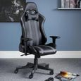 Meteor Gaming Swivel Chair - Black and Grey - Faux Leather and Metal