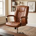 Ambassador Office Swivel Armchair - Tan - Faux Leather and Metal