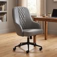 Montrose Swivel Office Chair - Adjustable Height - Grey and Black - Faux Leather
