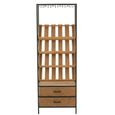 Bar Cabinet - 2 Drawer - Tall - Natural Wood and Black Metal