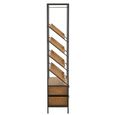 Bar Cabinet - 2 Drawer - Tall - Natural Wood and Black Metal