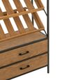 Bar Cabinet - 2 Drawer - Tall - Natural Wood and Black Metal