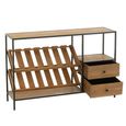 Bar Cabinet - 2 Drawer - Small - Natural Wood and Black Metal