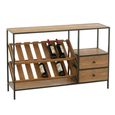 Bar Cabinet - 2 Drawer - Small - Natural Wood and Black Metal