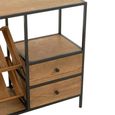Bar Cabinet - 2 Drawer - Small - Natural Wood and Black Metal