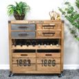 Wine Cabinet - Multi Drawer - on Wheels - Fir Wood
