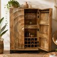 Solstice Wine Cabinet - 2 Door - 2 Drawer - Carved Radial Sunburst - Rustic - Mango Wood