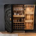 Solstice Wine Cabinet - 2 Door - 2 Drawer - Carved Radial Sunburst - Black - Mango Wood