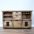 Jupiter Industrial Wine Cabinet - 2 Sliding Door - 2 Drawer - Mango Wood