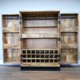 Solstice Wine Cabinet - 2 Door - 2 Drawer - Carved Radial Sunburst - Rustic - Mango Wood