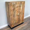 Solstice Wine Cabinet - 2 Door - 2 Drawer - Carved Radial Sunburst - Rustic - Mango Wood