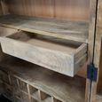 Solstice Wine Cabinet - 2 Door - 2 Drawer - Carved Radial Sunburst - Black - Mango Wood