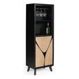 Boho Wine Cabinet - Tall - 1 Door - Geometric Design - Natural and Black - Mango Wood
