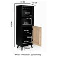 Boho Wine Cabinet - Tall - 1 Door - Geometric Design - Natural and Black - Mango Wood