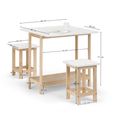 Bergen Bar Set - 2 Stool - White and Natural - Wood