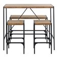 Bahamas Bar Set - Rustic Oak and Black Metal