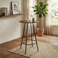 Neo Bar Table - Round - Natural and Black - Rubber Wood and Metal
