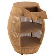 Barrel Bar Table - 1 Drawer - Round - Natural Rattan - Bamboo Wood