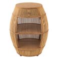Barrel Bar Table - 1 Drawer - Round - Natural Rattan - Bamboo Wood