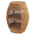 Barrel Bar Table - 1 Drawer - Round - Natural Rattan - Bamboo Wood