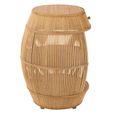 Barrel Bar Table - 1 Drawer - Round - Natural Rattan - Bamboo Wood