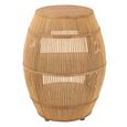 Barrel Bar Table - 1 Drawer - Round - Natural Rattan - Bamboo Wood