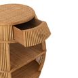 Barrel Bar Table - 1 Drawer - Round - Natural Rattan - Bamboo Wood