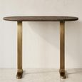Revelin Bar Table - Oval - Dark Brown - Brushed Gold - Mango Wood Top