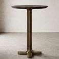 Revelin Bar Table - Round - Dark Brown - Brushed Gold - Mango Wood Top