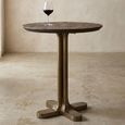 Revelin Bistro Table - Round - Dark Brown - Brushed Gold - Mango Wood Top