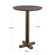 Revelin Bar Table - Round - Dark Brown - Brushed Gold - Mango Wood Top