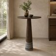 Harper Bar Table - Tall - Round - Smoked Charcoal - Oak and Marble
