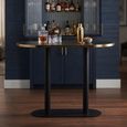 Zenza Bar Table - Oval - Black - Faux Marble and Metal