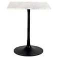 Carlten Bistro Table - Square - White and Black - Marble and Metal