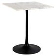 Carlten Bistro Table - Square - White and Black - Marble and Metal