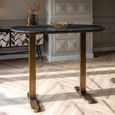 Revelin Bar Table - Oval - Black - Brushed Gold - Mango Wood Top