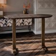 Revelin Bar Table - Oval - Dark Brown - Brushed Gold - Mango Wood Top