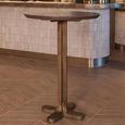 Revelin Bar Table - Round - Dark Brown - Brushed Gold - Mango Wood Top