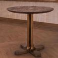 Revelin Bistro Table - Round - Dark Brown - Brushed Gold - Mango Wood Top