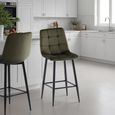 Bella Counter Stools - Set of 2 - Juniper Green Velvet Fabric