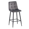 Bella Counter Stools - Set of 2 - Grey Velvet Fabric