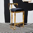 Azalea Barstool - Black Velvet Fabric with Gold Metal