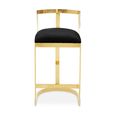 Azalea Barstool - Black Velvet Fabric with Gold Metal