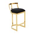 Azalea Barstool - Black Velvet Fabric with Gold Metal