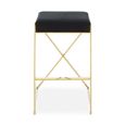 Azalea Barstool - Set of 2 - Black Velvet Fabric with Gold Metal