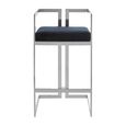 Azalea Barstool - Set of 2 - Black Velvet Fabric with Silver Metal