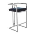 Azalea Barstool - Set of 2 - Black Velvet Fabric with Silver Metal