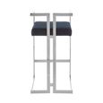 Azalea Barstool - Set of 2 - Black Velvet Fabric with Silver Metal