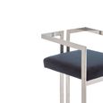 Azalea Barstool - Set of 2 - Black Velvet Fabric with Silver Metal